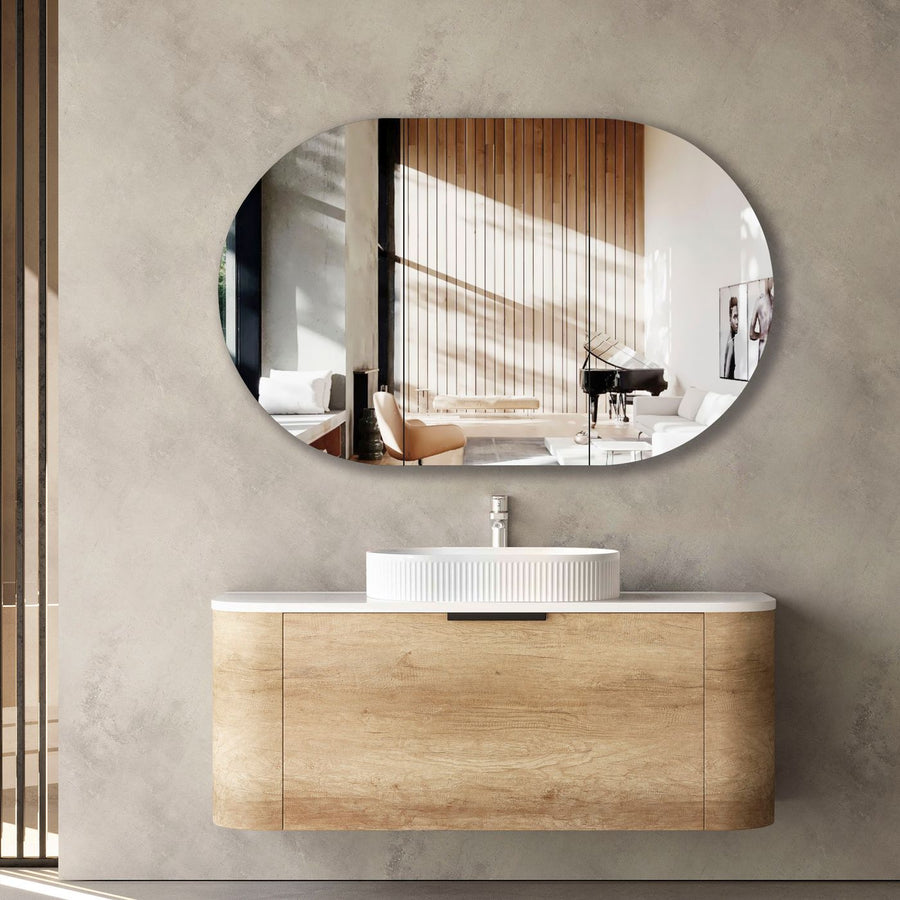 Bondi Smooth Natural Oak Wall Hung Curve Vanity