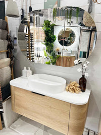 Bondi Smooth Natural Oak Wall Hung Curve Vanity