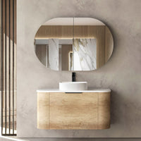 Bondi Smooth Natural Oak Wall Hung Curve Vanity