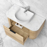Bondi Smooth Natural Oak Wall Hung Curve Vanity