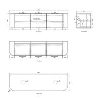 Bondi Fluted Satin White Wall Hung Curve Vanity