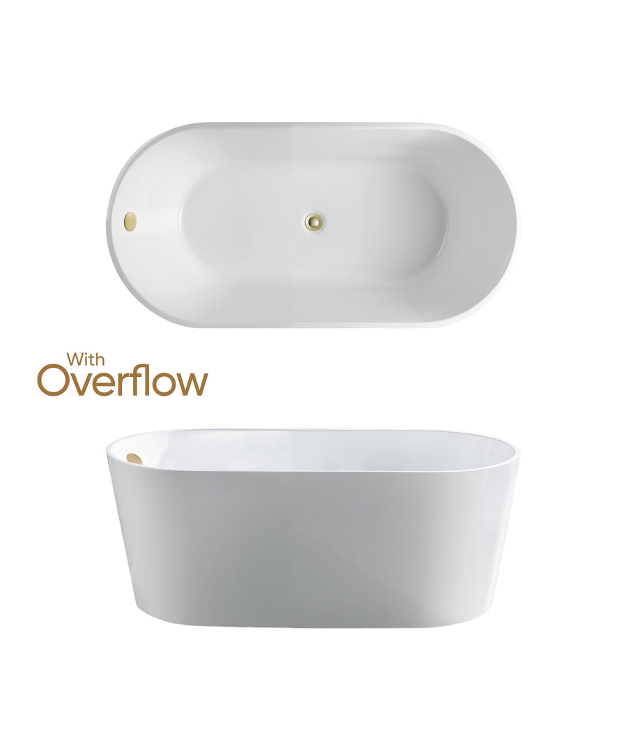 Limni 101 freestanding bath with Overflow and Pop-out Waste