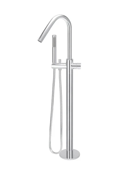 Round Pinless Freestanding Bath Spout and Hand Shower