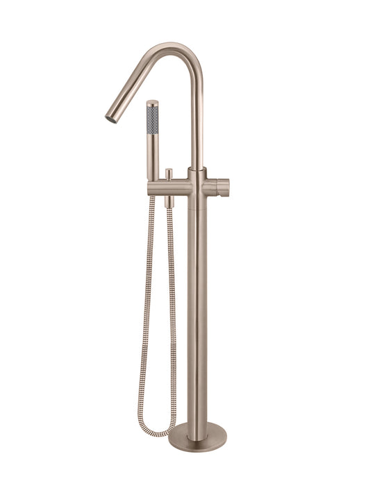 Round Pinless Freestanding Bath Spout and Hand Shower