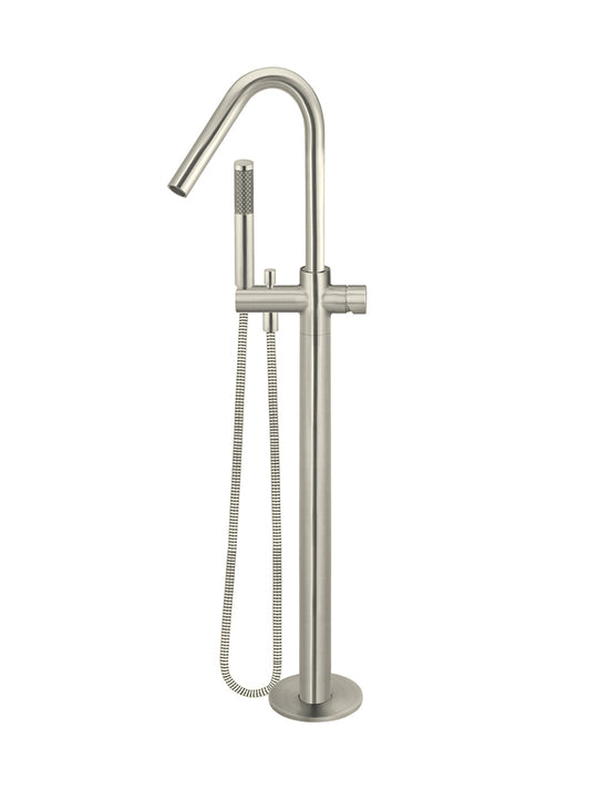 Round Pinless Freestanding Bath Spout and Hand Shower