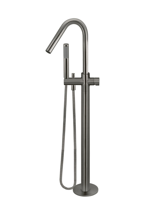 Round Pinless Freestanding Bath Spout and Hand Shower