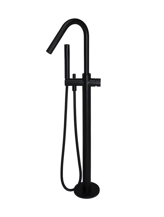 Round Pinless Freestanding Bath Spout and Hand Shower