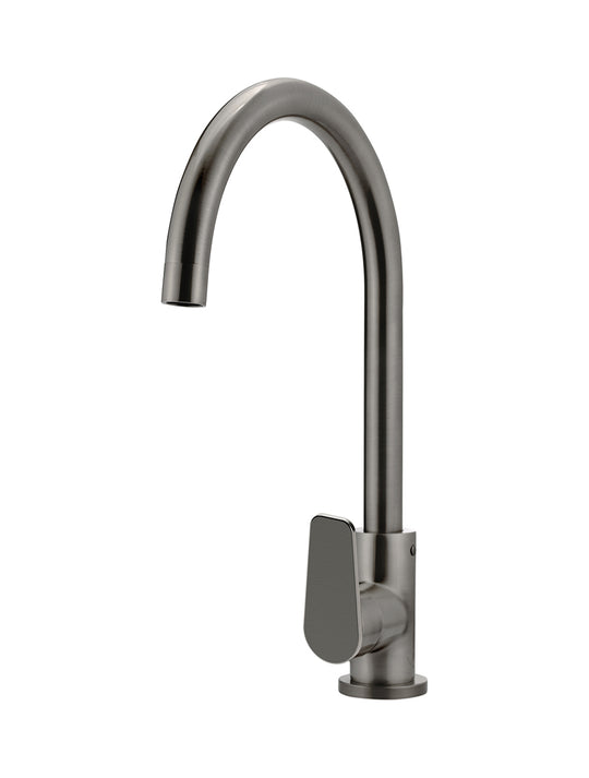 Round Gooseneck Kitchen Mixer Tap with Paddle Handle