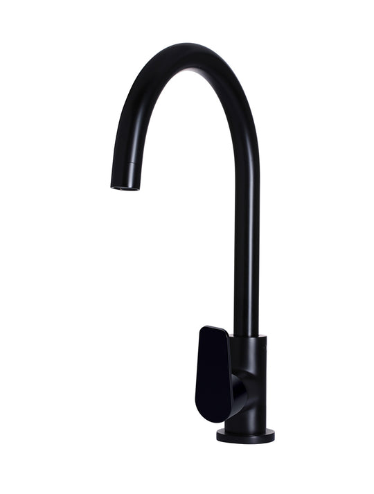 Round Gooseneck Kitchen Mixer Tap with Paddle Handle