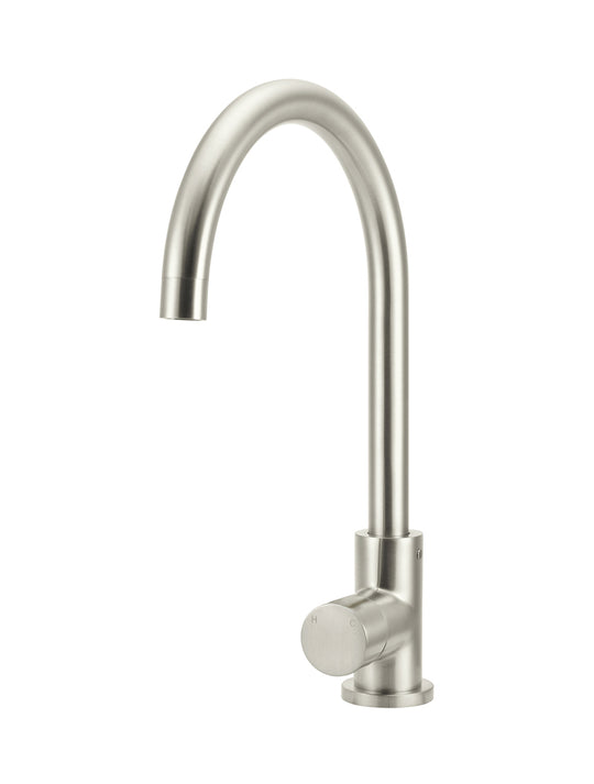 Round Gooseneck Kitchen Mixer Tap with Pinless Handle