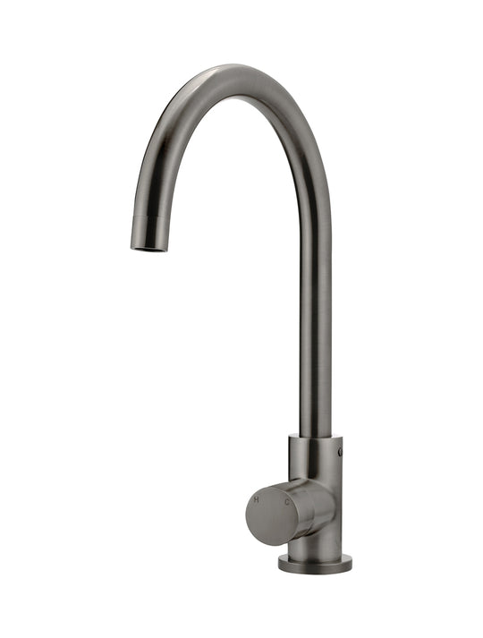 Round Gooseneck Kitchen Mixer Tap with Pinless Handle