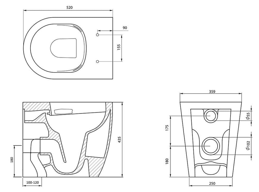 Narva Rimless Wall Faced Pan