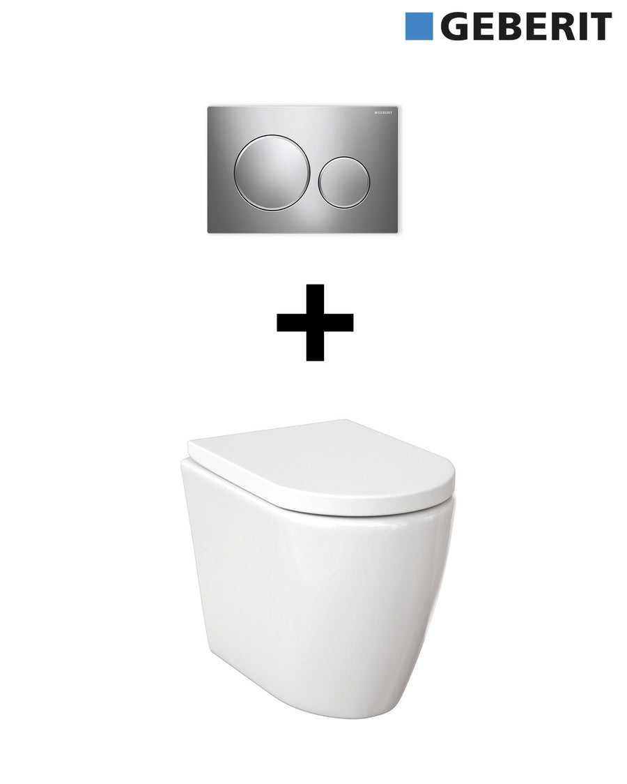 Narva Rimless Wall Faced Pan with Geberit Cistern & ABS Button