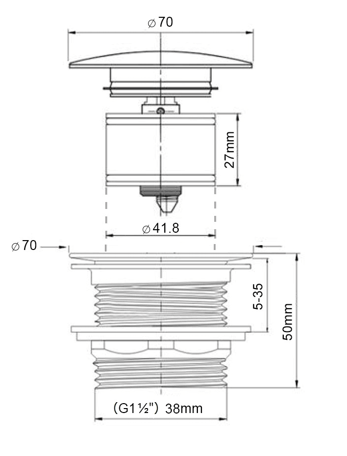 40mm Safety Pull-Out Pop-Up Bath Waste