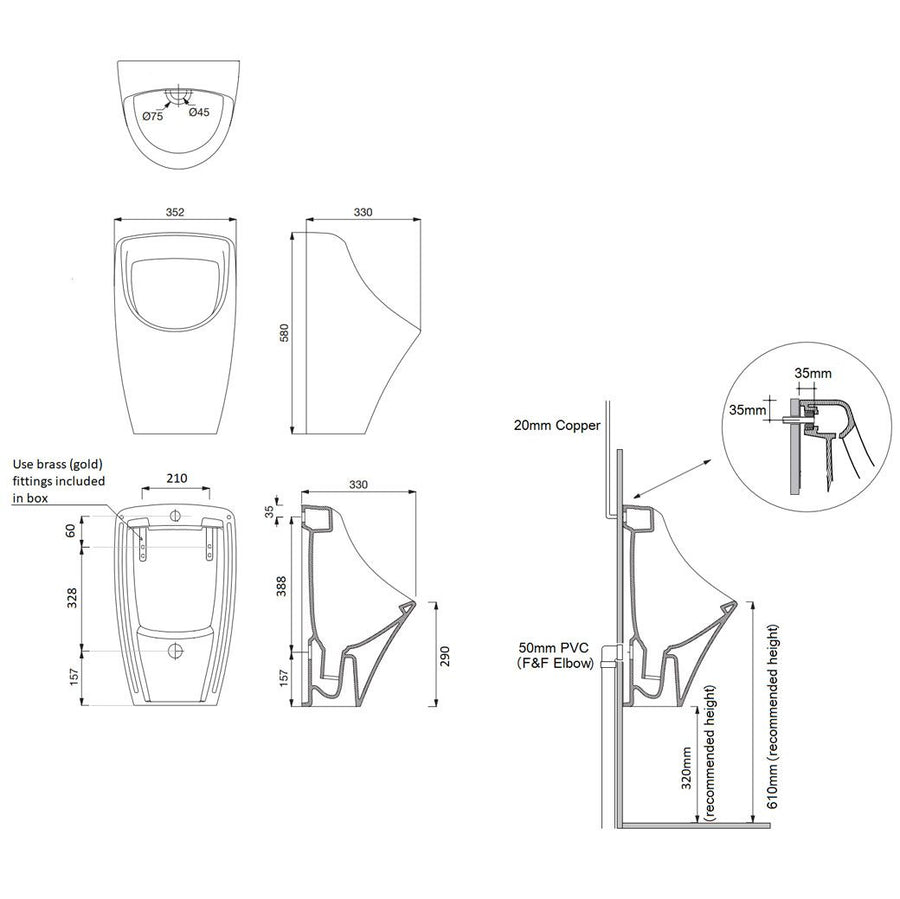 Teide Ceramic Urinal
