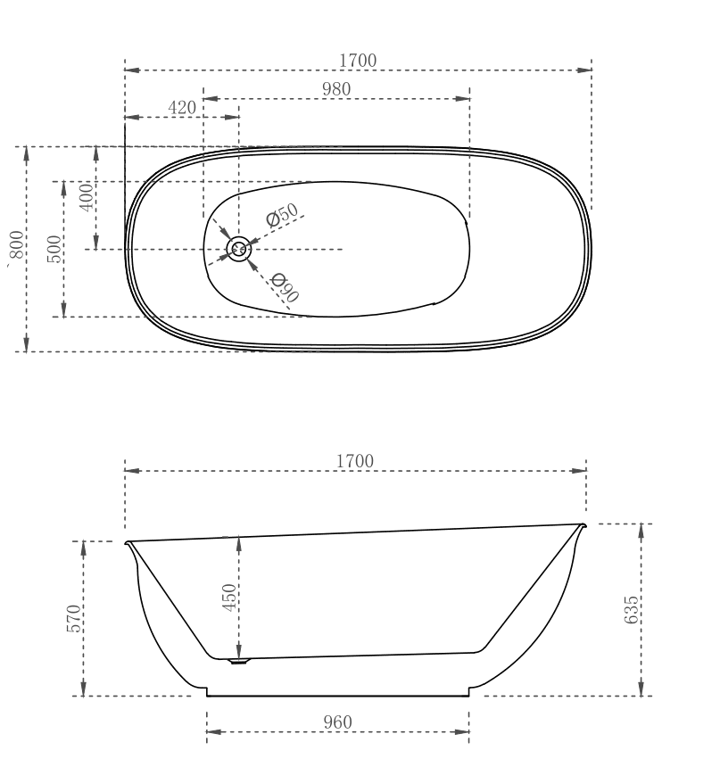 Vita High Rise Bathtub Matte White